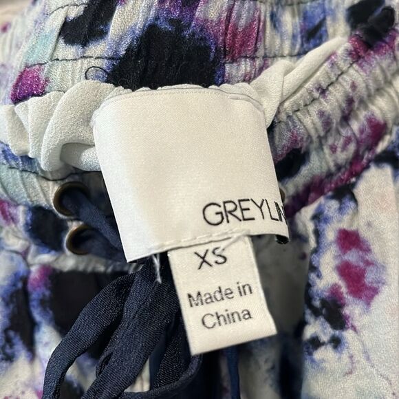 GREYLIN Purple Black and White Watercolor Button Up Maxi Skirt, Size XS - Picture 6 of 10